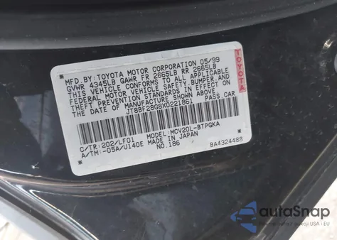 1999 Lexus Es 300 from USA, damaged, VIN JT8BF28G8X0221861